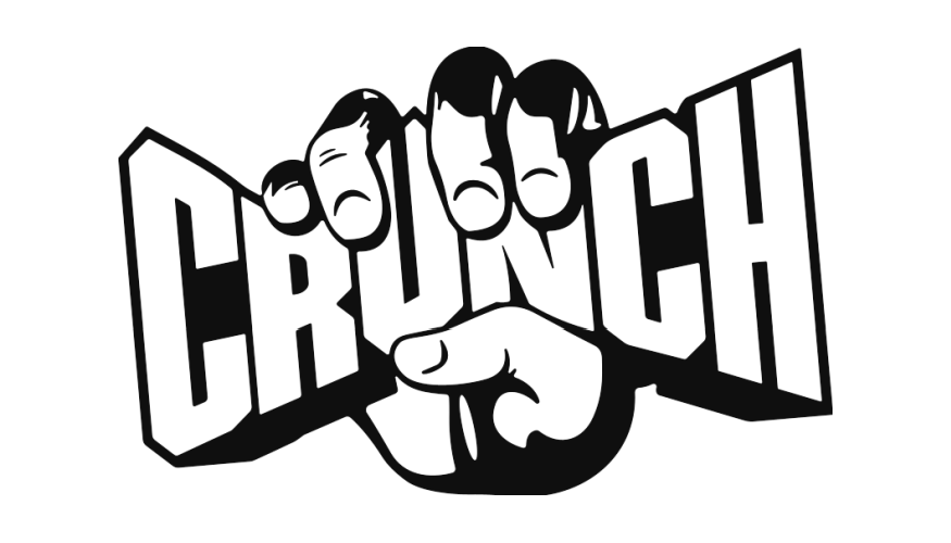 Crunch Fitness logo - a hand wrapped around crunching the word crunch
