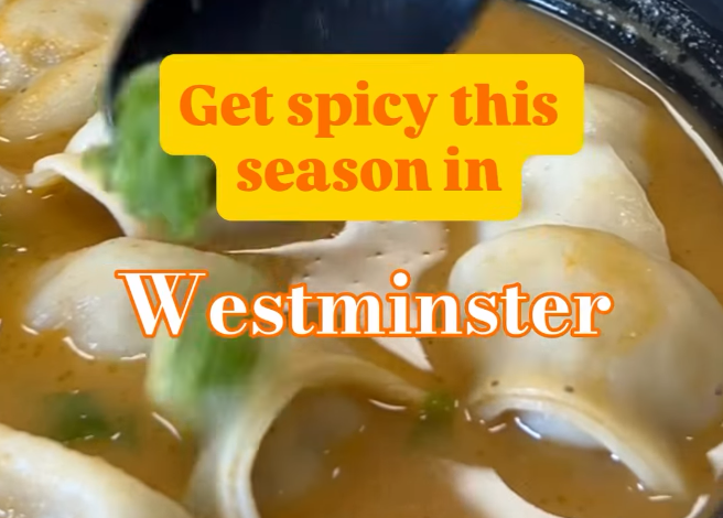 Soup in a bowl with the text get spicy this season in Westminster